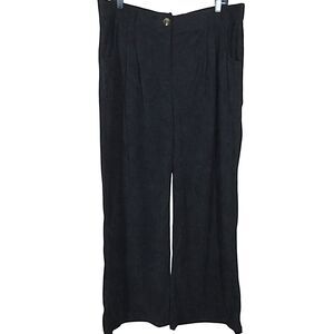 Halara Black High Waist Slight Wide Leg Corduroy Pants With Pockets Size XL